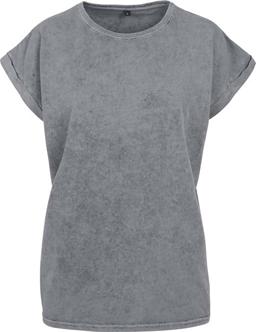 Women&#39;s acid washed extended shoulder tee