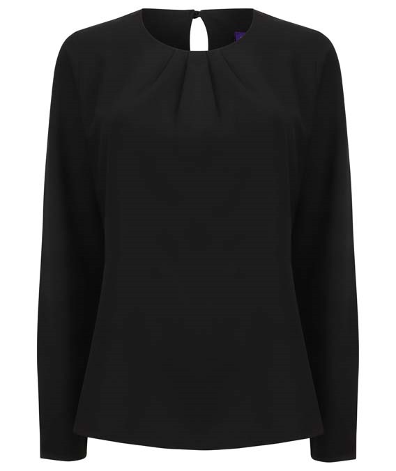 Women&#39;s pleat front long sleeve blouse