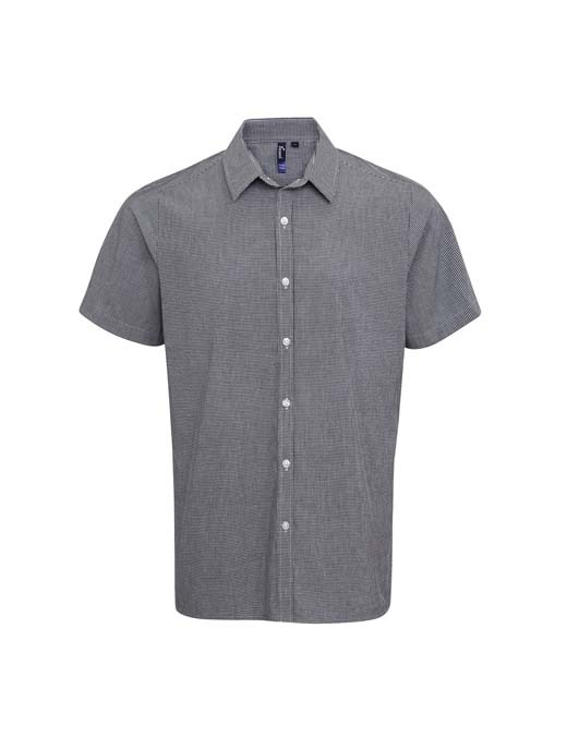 Microcheck (Gingham) short sleeve cotton shirt