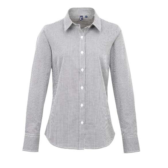 Women&#39;s Microcheck (Gingham) long sleeve cotton shirt